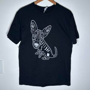 Day of‎ the Dog Salem Mass  Graphic Tee Black Sugar Skull Dog Tee Cotton Unisex